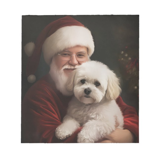Bloc-note Frise de Bichon avec Noël Festif du Père Noël (Devant)