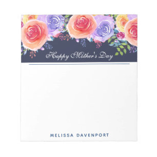 Bloc-note Frontière Fleurs d'aquarelle Fête des Mères