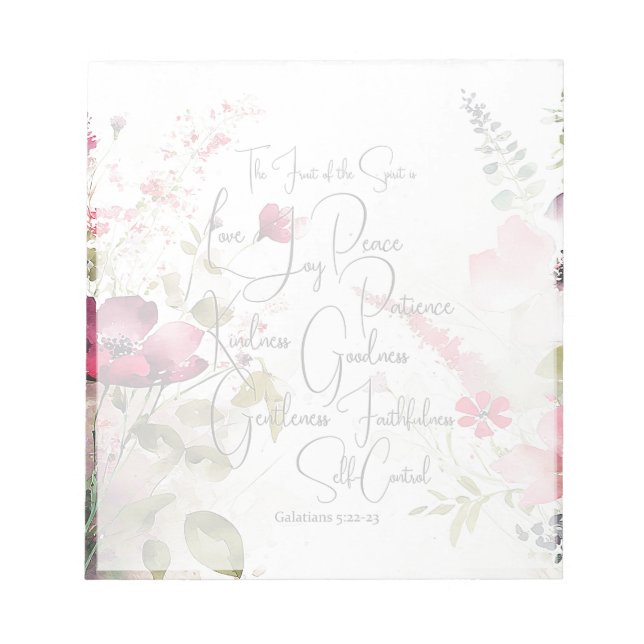 Bloc-note Fruit de l'Esprit rose floral (Devant)