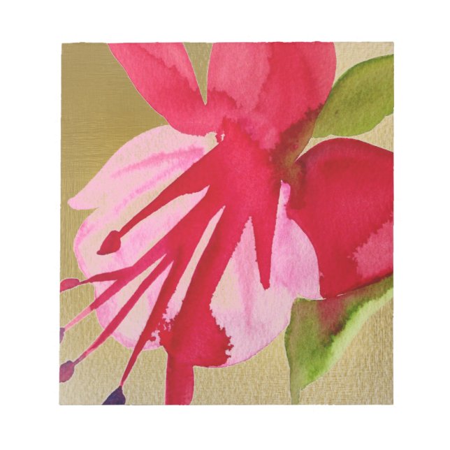 Bloc-note Fuchsia rose pop art aquarelle fleur (Devant)