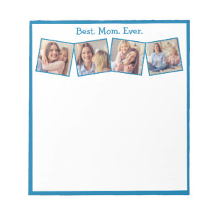 Bloc-note Fun Best Mom Ever 4 Photo Collage Bleu 
