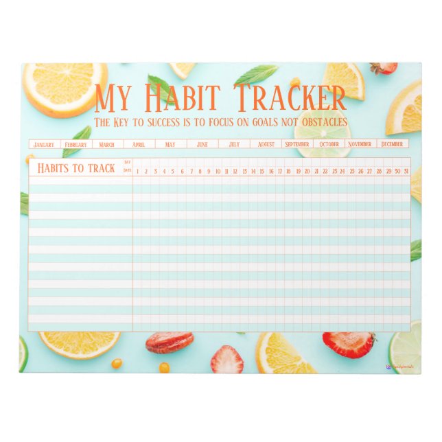 Bloc-note Fun frais Fruity nouvelle année Habit Tracker (Devant)