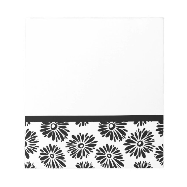 Bloc-note Funky Black et blanc floral (Devant)