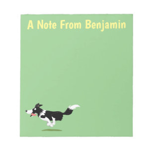 Bloc-note Funny Border Collie chien en course dessin animé