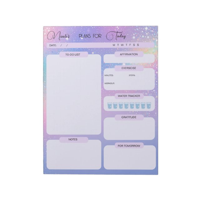 Bloc-note Galaxy Plans Personnalisés Pour Aujourd'Hui Planif (Tourné)