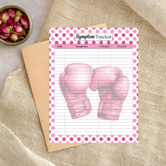 Bloc-note Gants roses Suivi des symptômes du cancer du sein