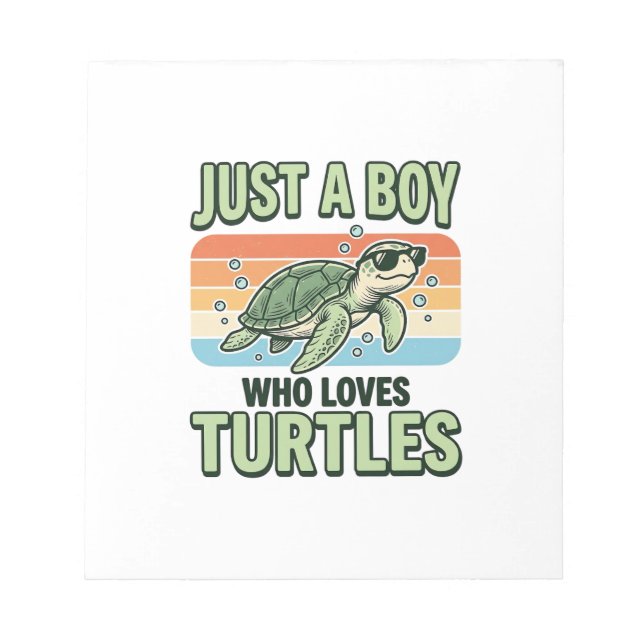 Bloc-note Garçon qui aime les tortues Design de gravure vint (Devant)