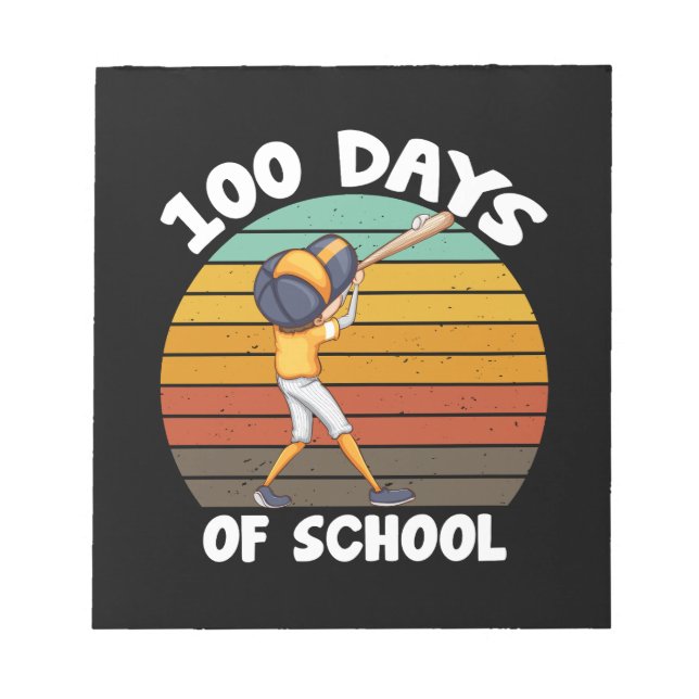 Bloc-note Garçons 100 jours d'école Baseball 100e jour (Devant)