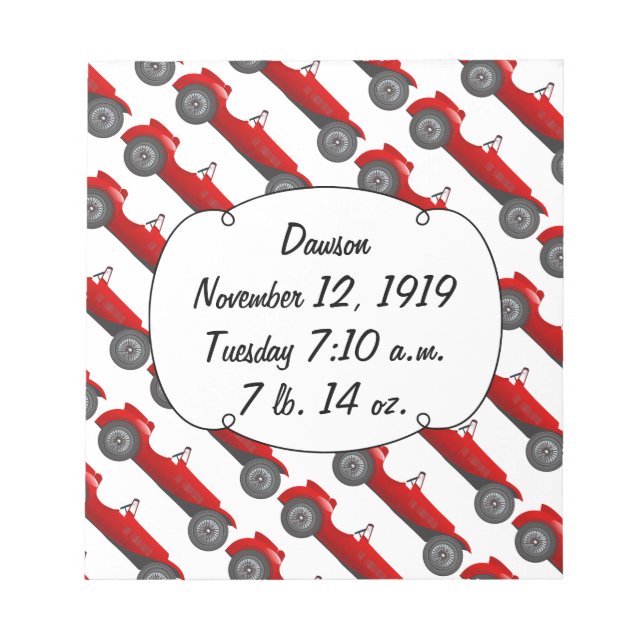 Bloc-note Garçons Chambre classique Cadeaux de voiture Sweet (Devant)