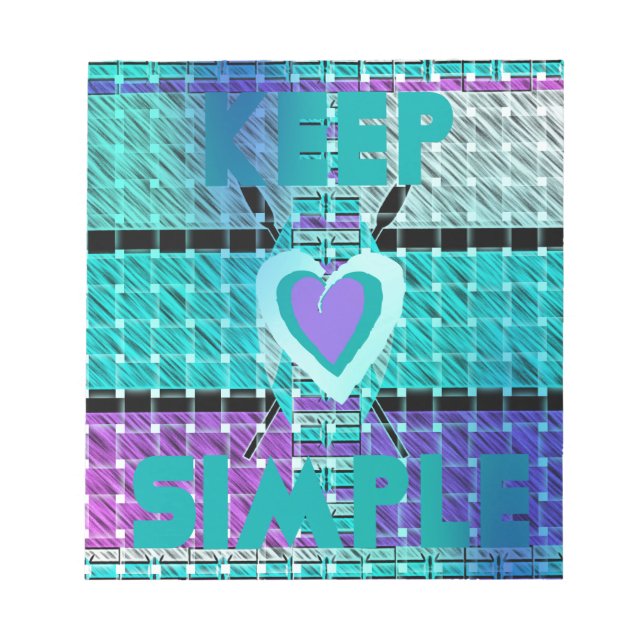Bloc-note Gardez-le simple : Cyan Heart & Clarity Art Motif (Devant)