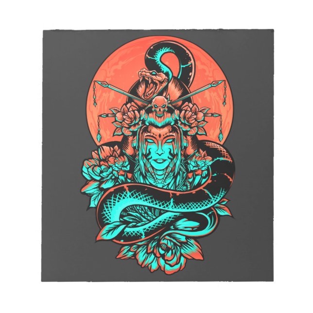 Bloc-note Geisha Tattoo brûlé orange et noir  (Devant)