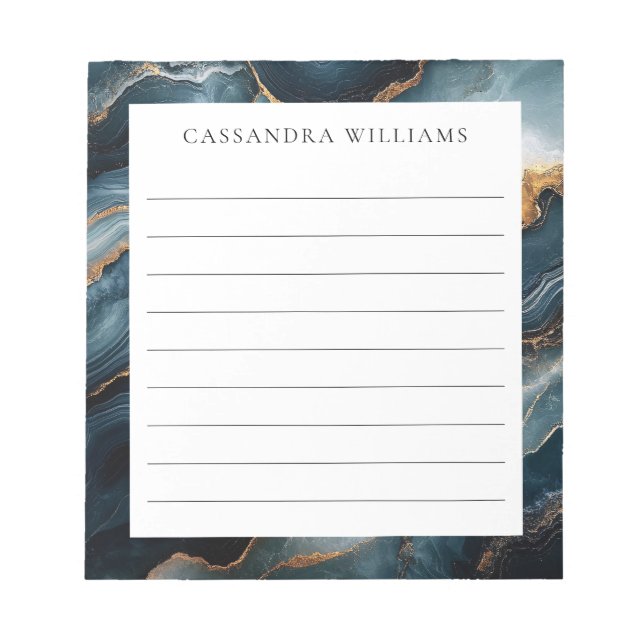 Bloc-note Géode d'Agate avec or et marbre bleu marine Liner (Devant)