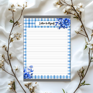 Bloc-note Gingham Floral Bleu _ Lettre à moi-même