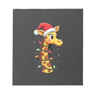Bloc-note Girafe de Noël Chapeau de Père Noël Lumières Giraf