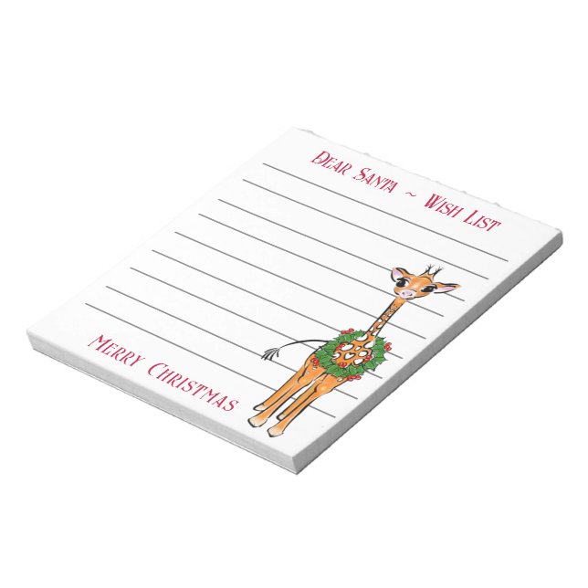 Bloc-note Girafe de Noël, liste de souhaits de Père Noël Not (Tourné)