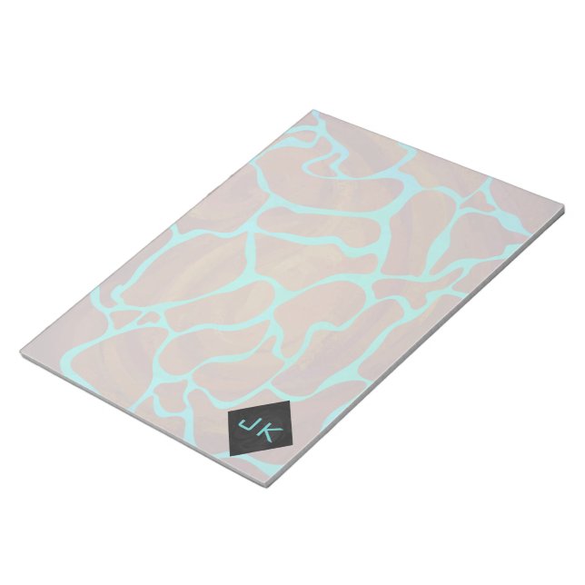 Bloc-note Giraffe Impression Brown et Turquoise (Incliné)