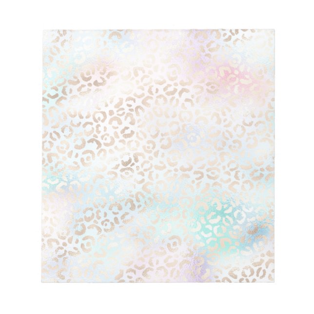 Bloc-note Girly Aqua Blush Empreinte de léopard or rose (Devant)