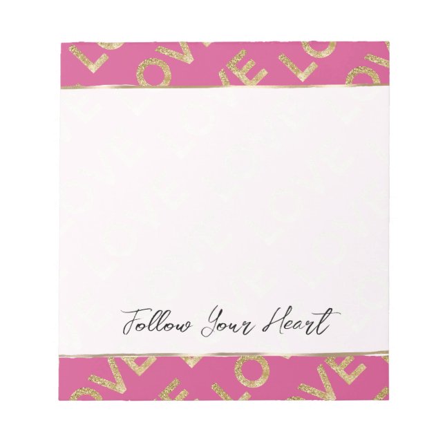 Bloc-note Girly Rose Gold Love (Devant)