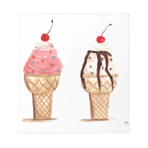Bloc-note Glace alimentaire aquarelle dessert sucré chef