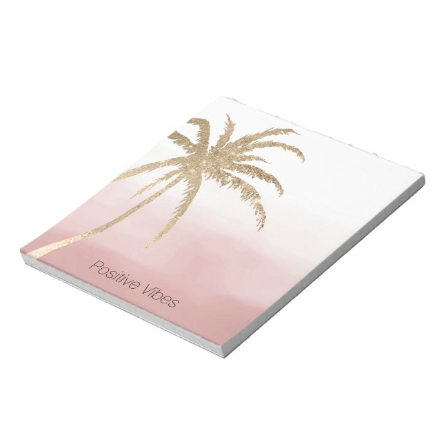 Bloc-note Glam Gold Tropical Palm Pink ombre (Tourné)