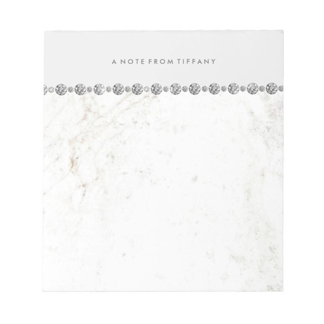 Bloc-note Glam Marbre blanc et Diamant Regardez sur Soft Gre (Devant)