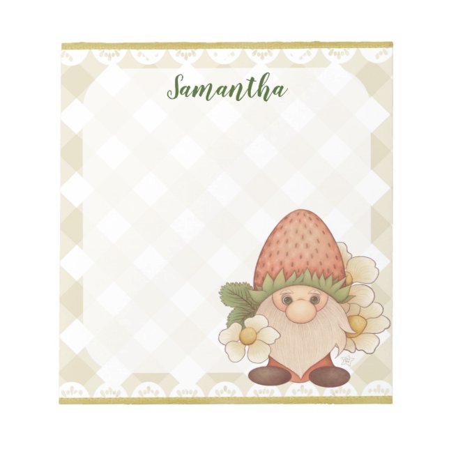 Bloc-note Gnome mignonne aux fraises de bois (Devant)