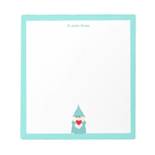 Bloc-note Gnome mignonne avec cadre turquoise Simple (Devant)