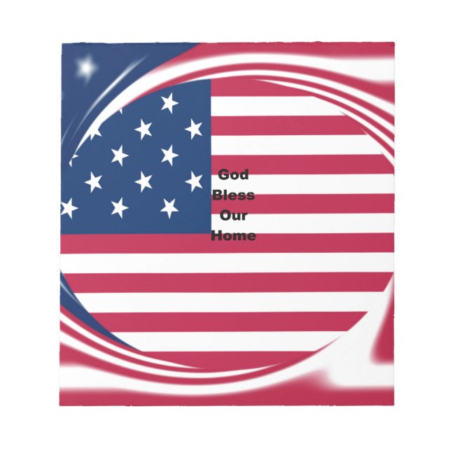 Bloc-note God Bless Our Home : USA Flag Swirl Art (Devant)