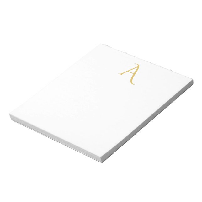 Bloc-note Gold Color Monogram Initial Professional White (Tourné)