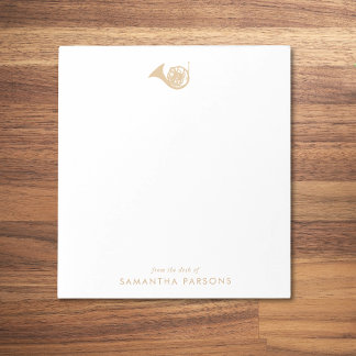 Bloc-note Gold French Horn Simple Elegant Music Enseignant