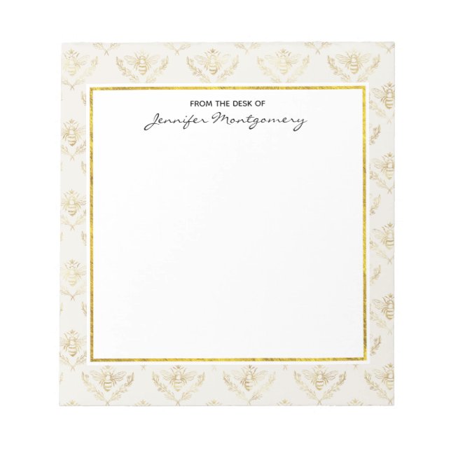 Bloc-note Golden Bumble Bee avec un Motif de la Couronne (Devant)