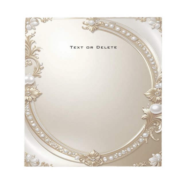 Bloc-note Golden Ornate Frame with Pearls Notepad (Devant)
