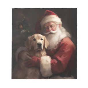 Bloc-note Golden Retriever with Santa Clause Christmas