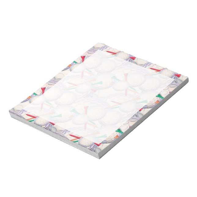 Bloc-note Golfer ; balles de golf et Motif Tee - shirt (Tourné)