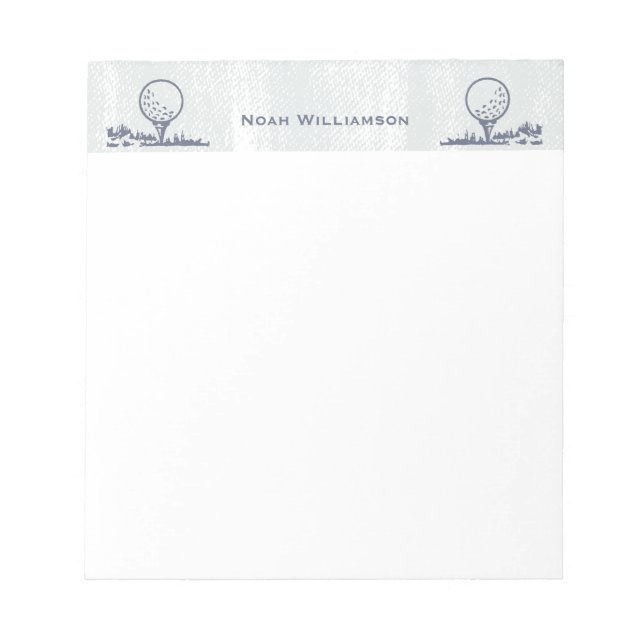 Bloc-note Golfer Golf Ball Retro Monogramme Nom (Devant)