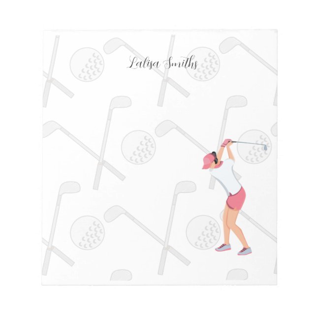 Bloc-note Golfer lady est golfeur note pad (Devant)