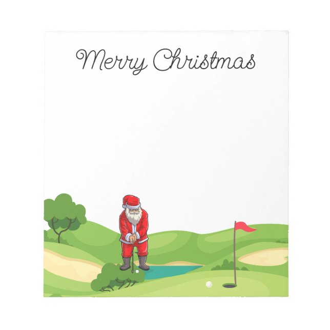 Bloc-note Golfer Santa Claus Joyeux Noël au golf (Devant)