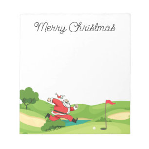 Bloc-note Golfer Santa Claus Joyeux Noël au golf