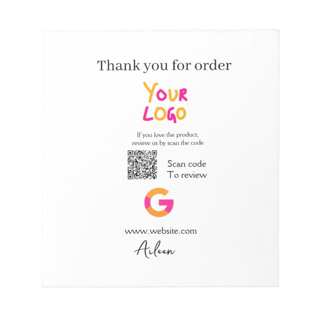 Bloc-note Google review business logo website scan QR code (Devant)