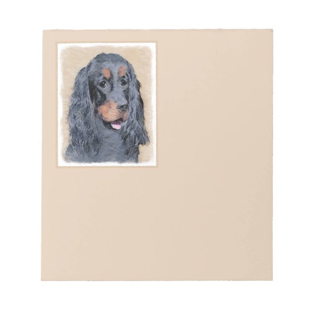 Bloc-note Gordon Setter Peinture - Joli art original chien (Devant)