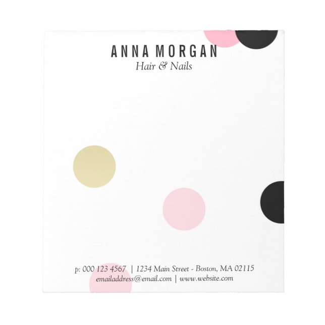 Bloc-note Grand Confetti rose et noir Nom personnalisé (Devant)