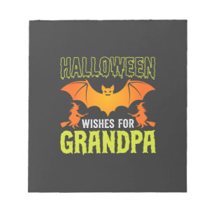 Bloc-note Grand-père Halloween Chauve-souris Sorcière Vœux