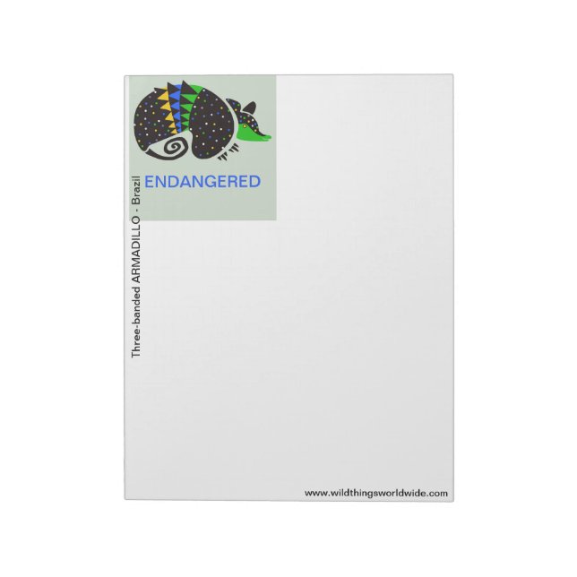 Bloc-note Graphique cool -ARMADILLO -Animaux en voie de disp (Tourné)