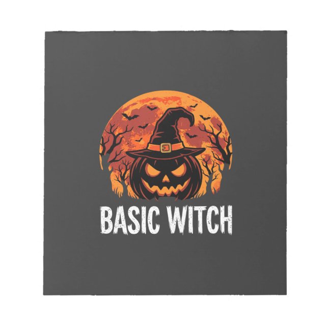 Bloc-note Graphique de lune de citrouille de sorcière de bas (Devant)