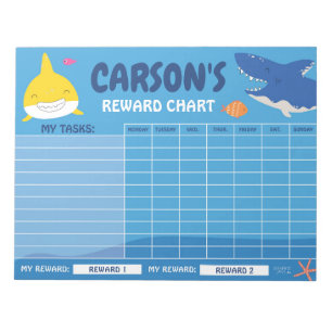 Bloc-note Graphique de récompense de requins mignon Nom et t