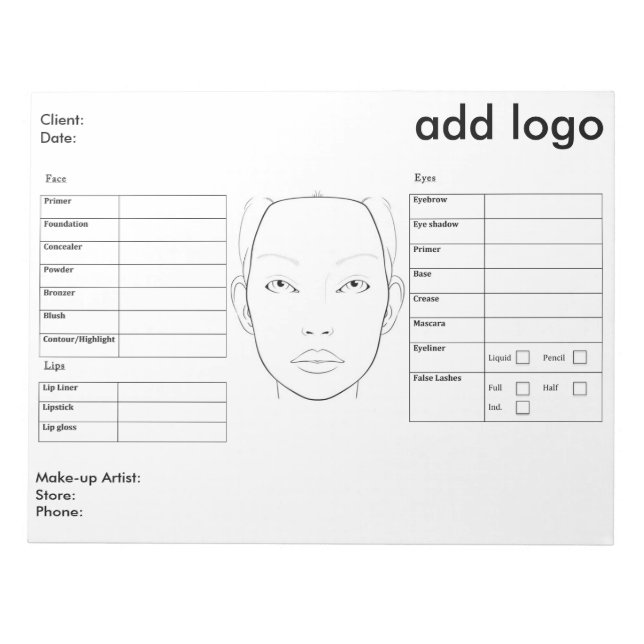 Bloc-note Graphique facial maquillage (Devant)