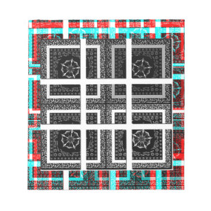 Bloc-note Graphisme chic à carreaux noir, blanc et rouge