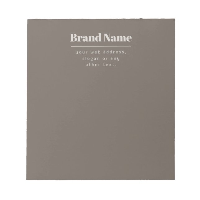 Bloc-note Gras Moderne Foncé & Clair Beige Marque ou Entrepr (Devant)