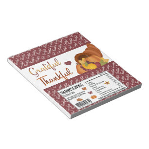 Bloc-note Grateful Thanksgiving Bar Wrapper Faveurs