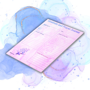 Bloc-note Gratitude et pages de prières rose bleu  